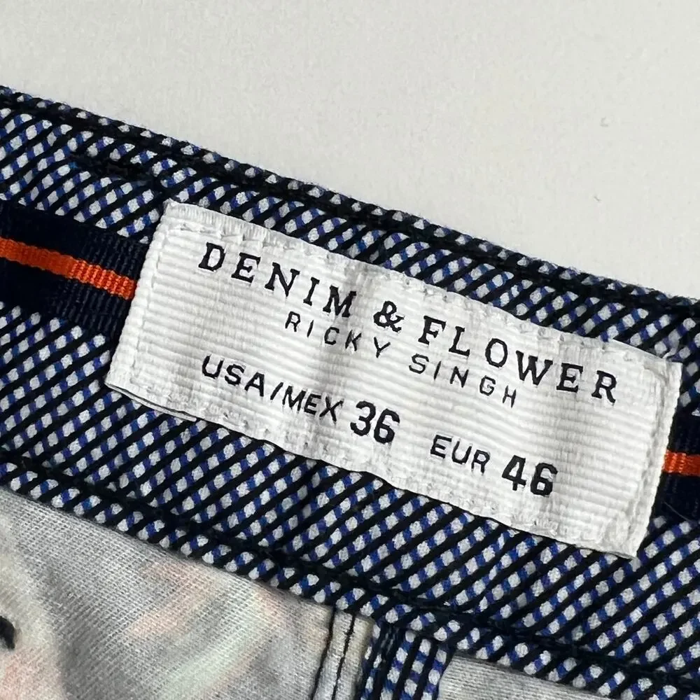 Denim & Flower Ricky Singh Pineapple Shorts Size 36 Tropical Print Chino